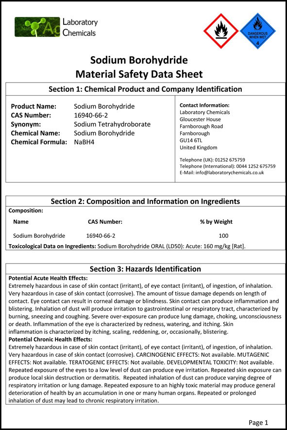 MSDS Page 1